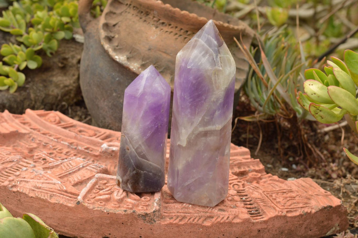 Polished Trio Of Smokey Dream Window Amethyst Points x 3 From Ankazobe, Madagascar - TopRock