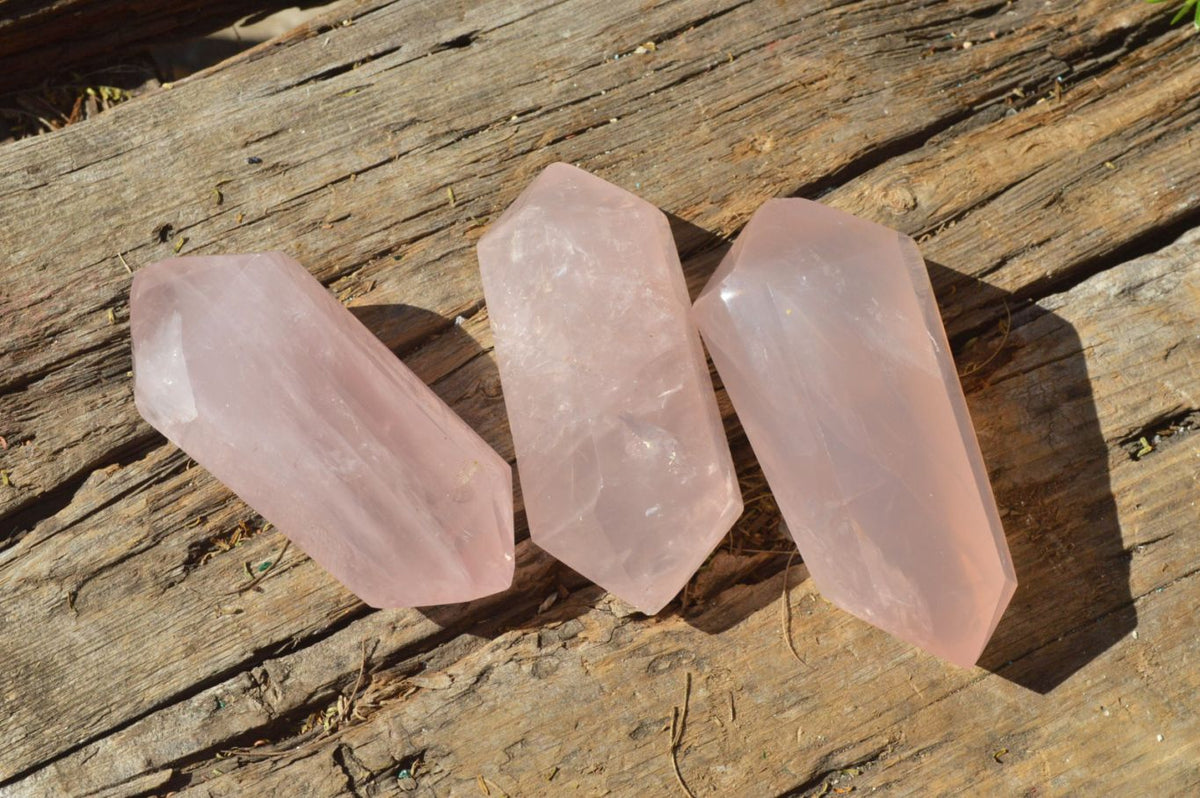 Polished Stunning Double Terminated Gemmy Rose Quartz Points (Various Shades Of Pink) x 12 From Madagascar - TopRock