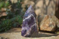 Polished Chevron Amethyst Points x 4 From Zambia - Toprock Gemstones and Minerals