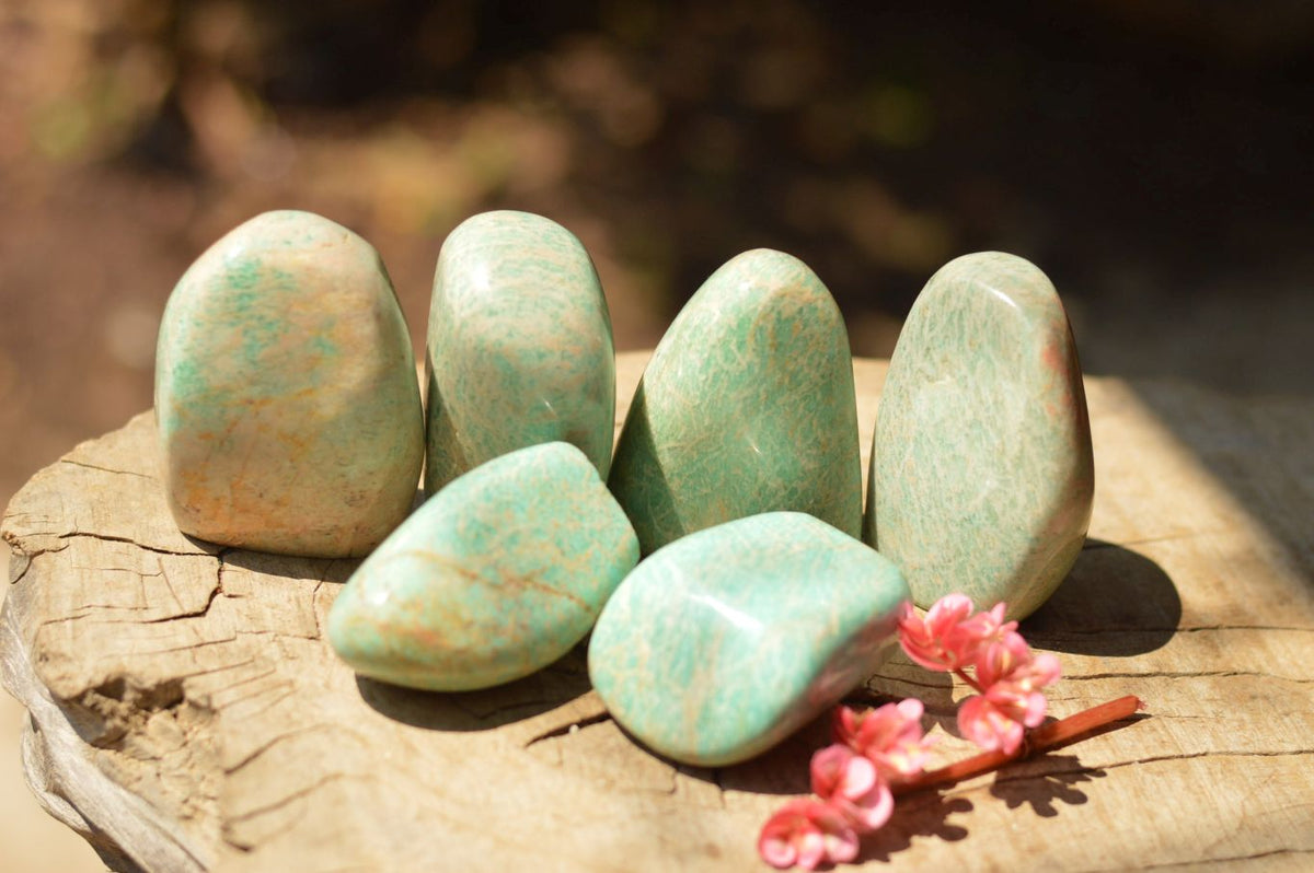 Polished Blue Kobi Amazonite Standing Free Forms x 6 From Zimbabwe - TopRock