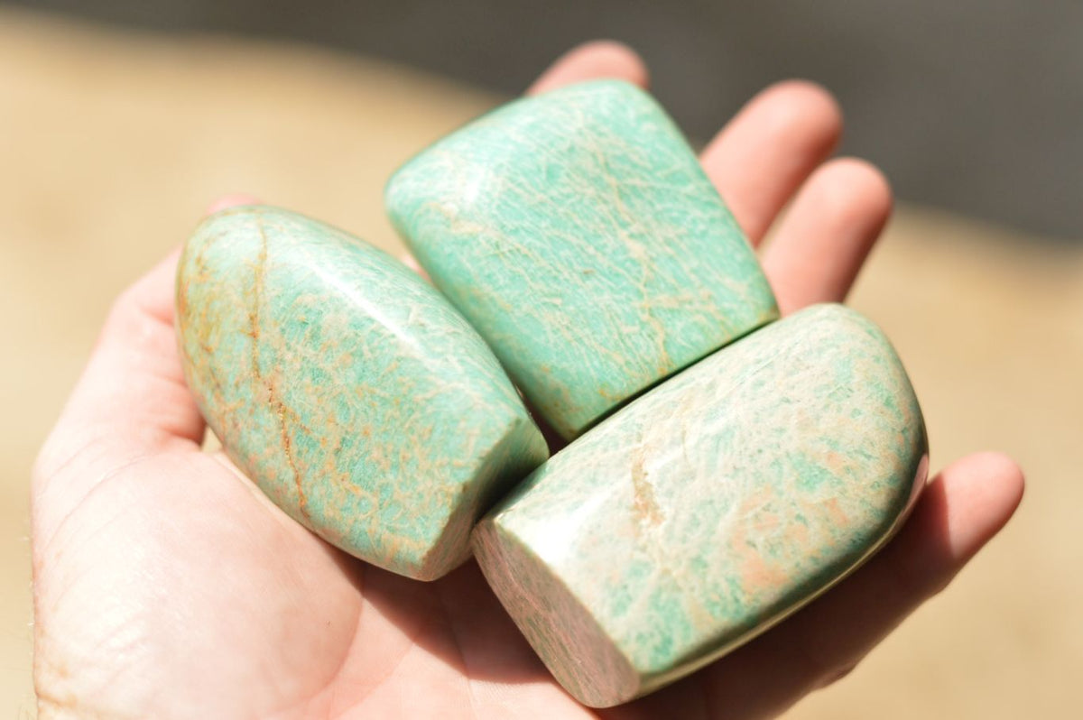 Polished Blue Kobi Amazonite Standing Free Forms x 6 From Zimbabwe - TopRock