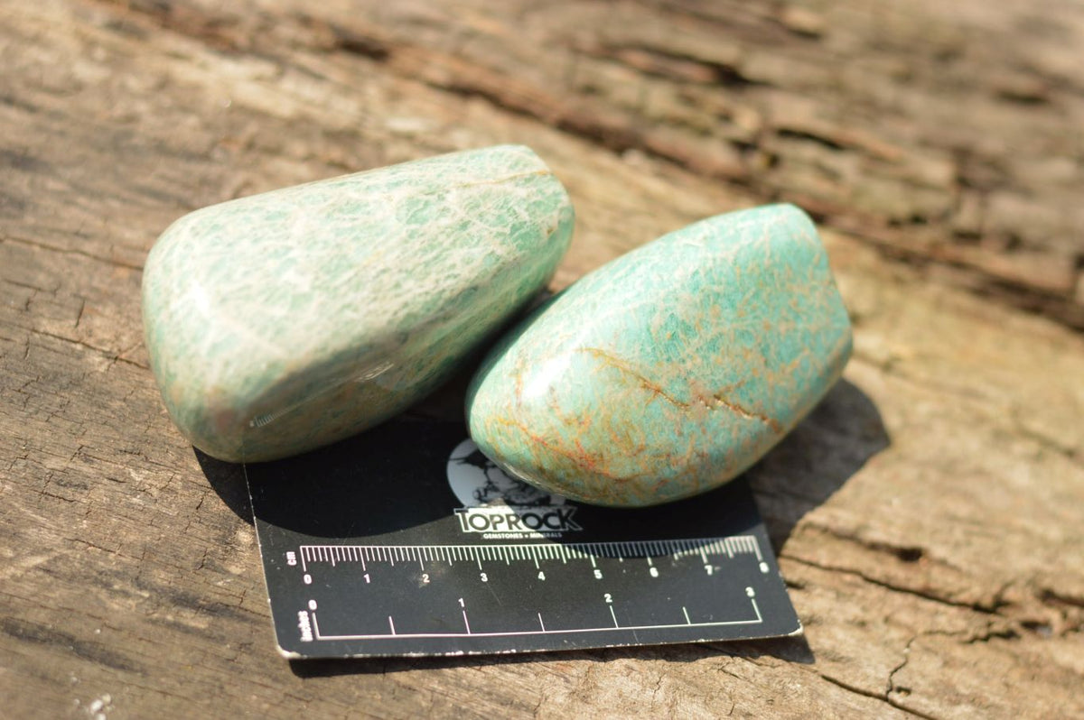 Polished Blue Kobi Amazonite Standing Free Forms x 6 From Zimbabwe - TopRock