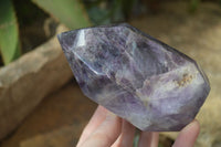 Polished Chevron Amethyst Points x 4 From Zambia - Toprock Gemstones and Minerals