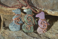 Polished Copper Wire Wrapped Ancient Eagle Pendants  x 12 From Zimbabwe - Toprock Gemstones and Minerals