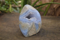 Polished Blue Lace Agate Standing Free Forms  x 2 From Nsanje, Malawi - Toprock Gemstones and Minerals
