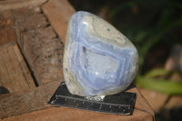 Polished Blue Lace Agate Standing Free Forms  x 2 From Nsanje, Malawi - Toprock Gemstones and Minerals