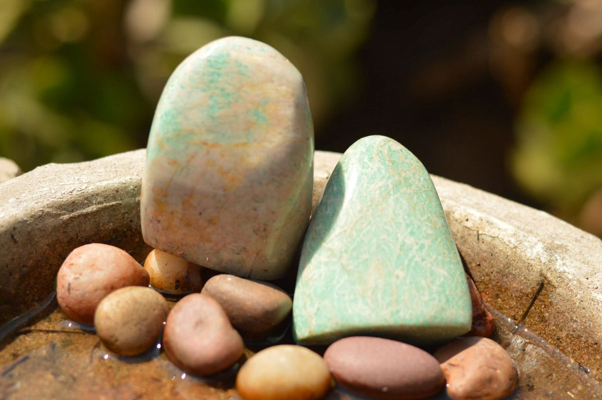 Polished Blue Kobi Amazonite Standing Free Forms x 6 From Zimbabwe - TopRock