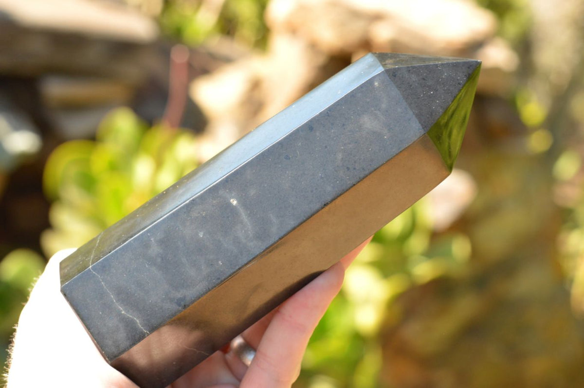 Polished Pitch Black Basalt Points x 3 From Madagascar - TopRock