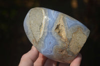 Polished Blue Lace Agate Standing Free Forms  x 2 From Nsanje, Malawi - Toprock Gemstones and Minerals