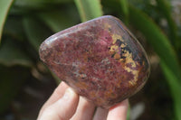 Polished Red Rhodonite Standing Free Forms x 3 From Zimbabwe - Toprock Gemstones and Minerals