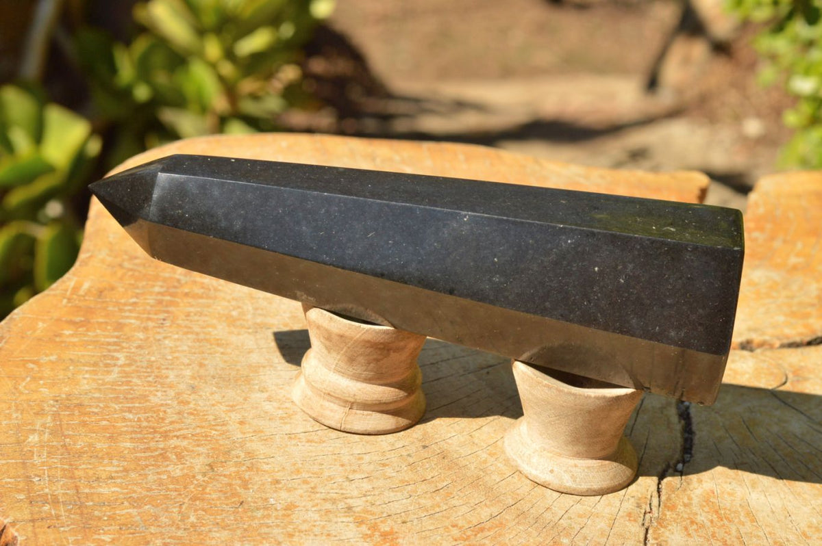 Polished Pitch Black Basalt Points x 3 From Madagascar - TopRock