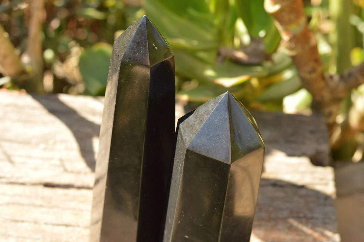 Polished Pitch Black Basalt Points x 3 From Madagascar - TopRock
