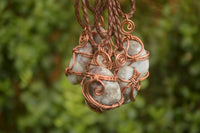 Polished  Copper Wire Wrapped Rubellite In Matrix Pendants x 6 From Madagascar - Toprock Gemstones and Minerals