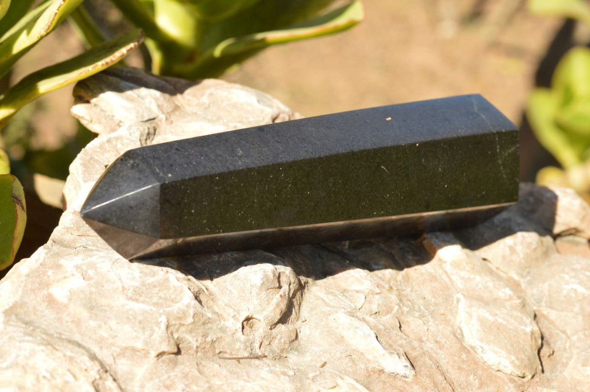 Polished Pitch Black Basalt Points x 3 From Madagascar - TopRock