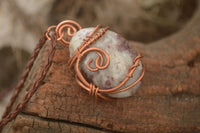 Polished  Copper Wire Wrapped Rubellite In Matrix Pendants x 6 From Madagascar - Toprock Gemstones and Minerals