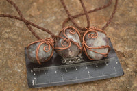 Polished  Copper Wire Wrapped Rubellite In Matrix Pendants x 6 From Madagascar - Toprock Gemstones and Minerals