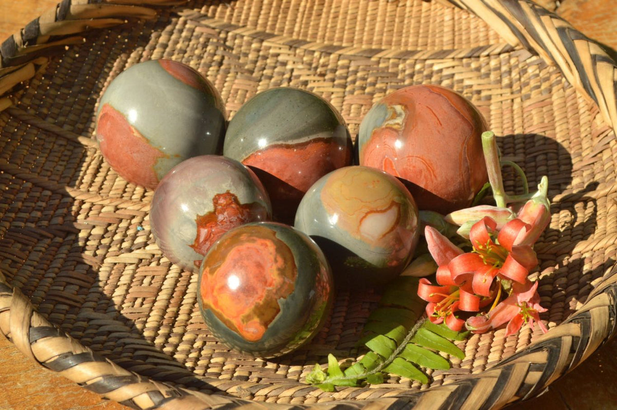 Polished Small Highly Selected Polychrome/Picasso Jasper Spheres x 6 From North West Coast, Madagascar - TopRock