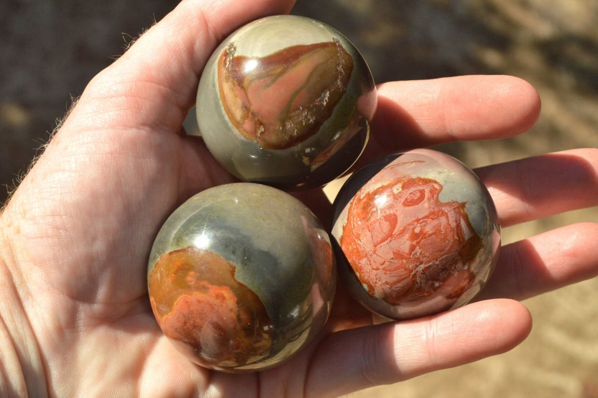 Polished Small Highly Selected Polychrome/Picasso Jasper Spheres x 6 From North West Coast, Madagascar - TopRock