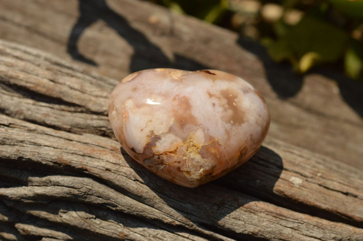 Polished Beautiful Coral Flower Agate Hearts x 6 From Antsahalova, Madagascar - TopRock