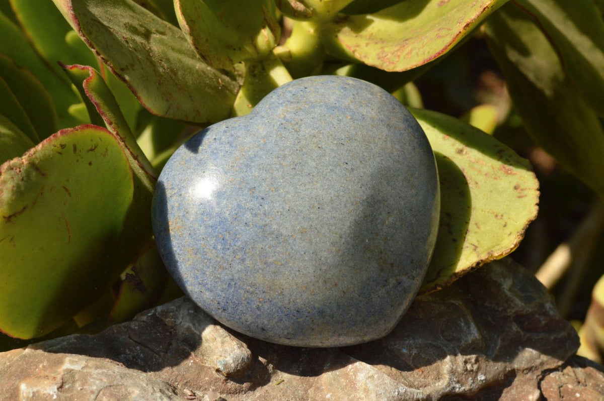 Polished Highly Selected Medium Sized Blue Lazulite Hearts x 6 From Madagascar - TopRock