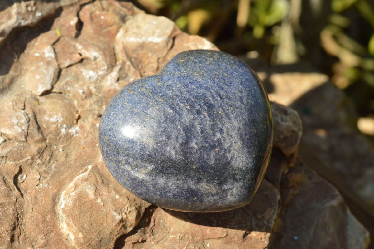 Polished Highly Selected Medium Sized Blue Lazulite Hearts x 6 From Madagascar - TopRock