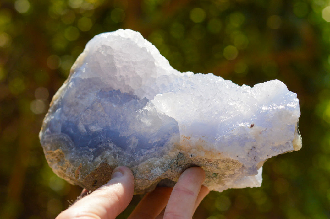 Natural Blue Lace Agate Geode Specimens x 3 From Nsanje, Malawi - TopRock
