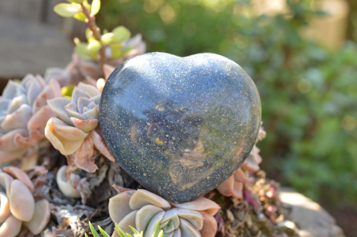 Polished Highly Selected Medium Sized Blue Lazulite Hearts x 6 From Madagascar - TopRock