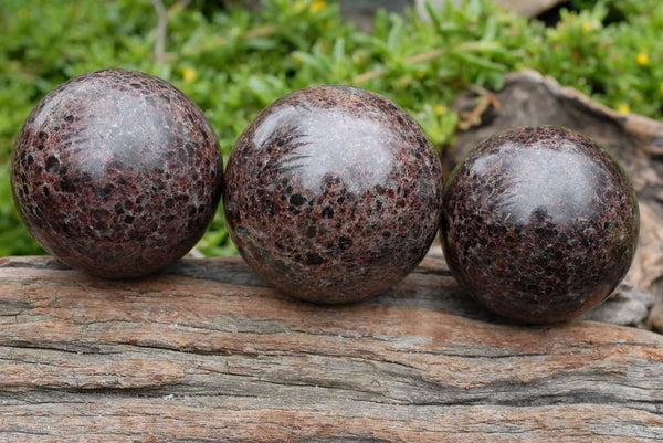 Polished Blood Red Specular Gemmy Garnet Spheres x 4 From Madagascar - TopRock