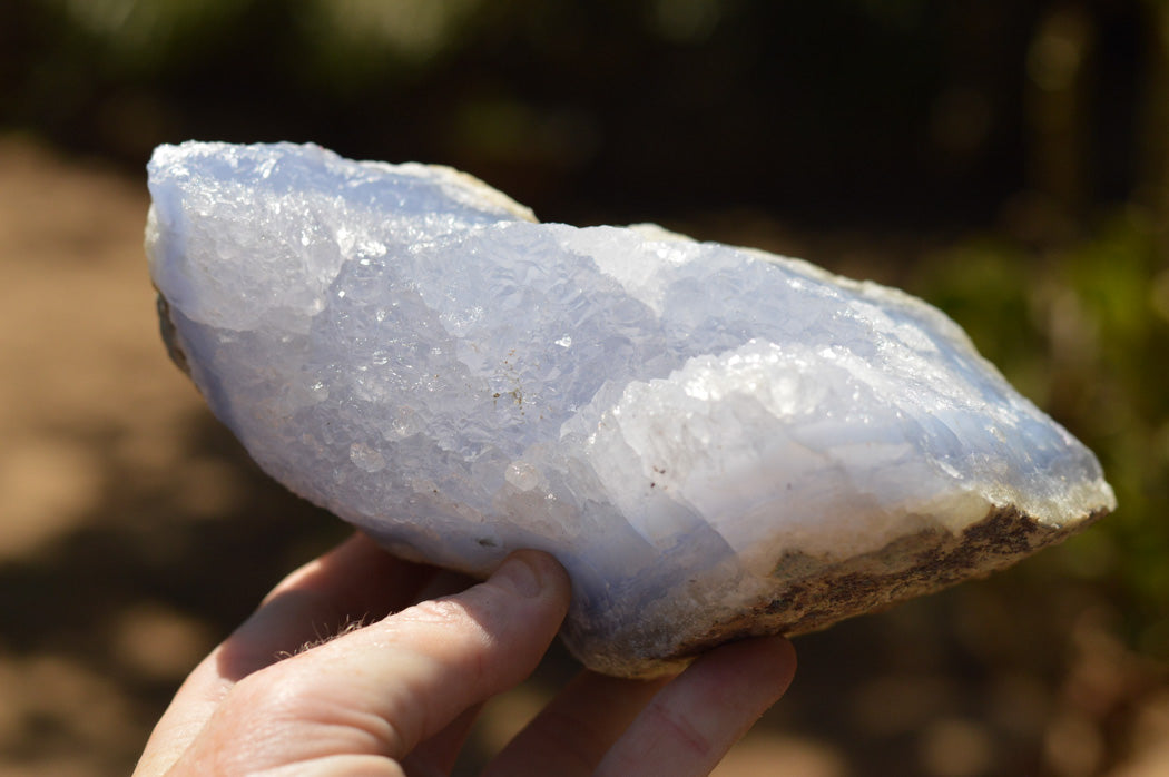 Natural Blue Lace Agate Geode Specimens x 3 From Nsanje, Malawi - TopRock