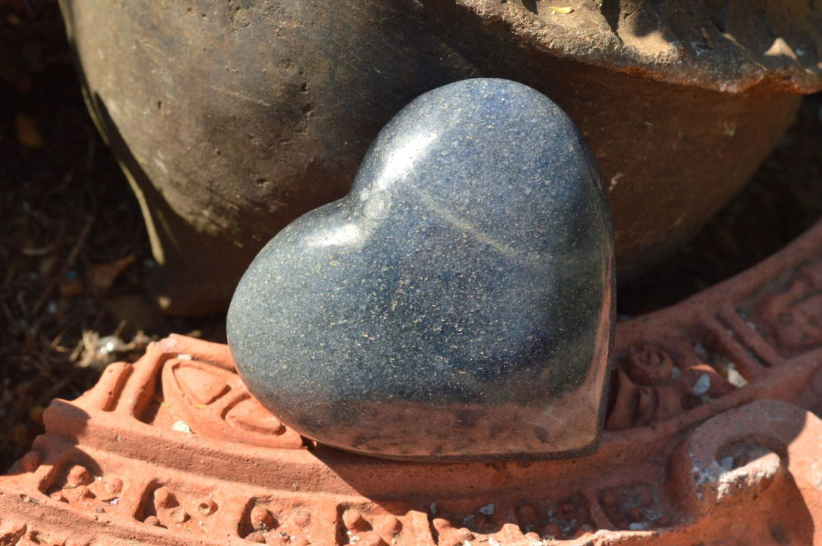 Polished Highly Selected Medium Sized Blue Lazulite Hearts x 6 From Madagascar - TopRock