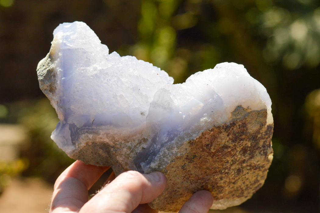 Natural Blue Lace Agate Geode Specimens x 3 From Nsanje, Malawi - TopRock