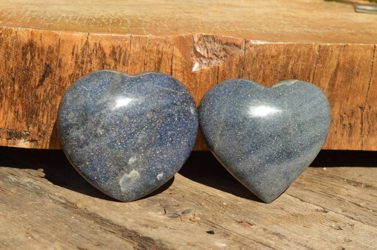Polished Highly Selected Medium Sized Blue Lazulite Hearts x 6 From Madagascar - TopRock