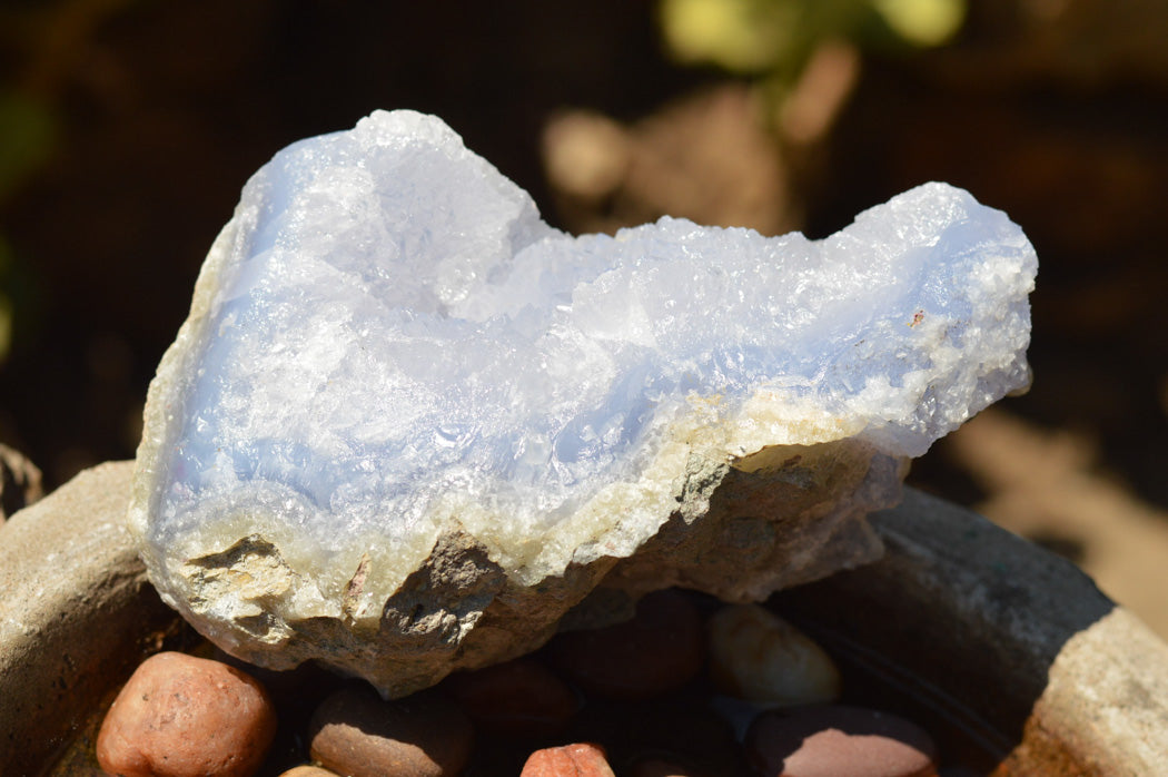 Natural Blue Lace Agate Geode Specimens x 3 From Nsanje, Malawi - TopRock
