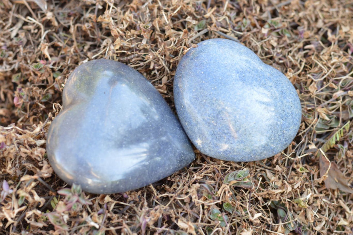 Polished Highly Selected Medium Sized Blue Lazulite Hearts x 6 From Madagascar - TopRock