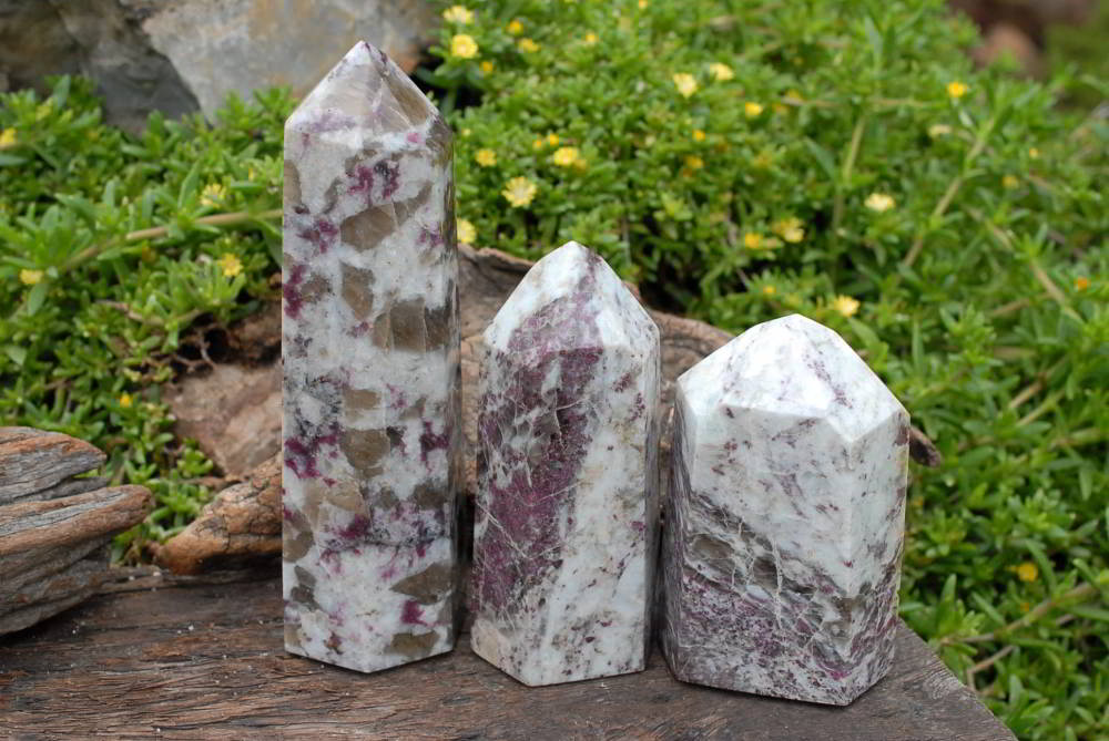 Polished Pink Rubellite Tourmaline In Matrix Crystal Points x 2 From Ambatondrazaka, Madagascar - TopRock