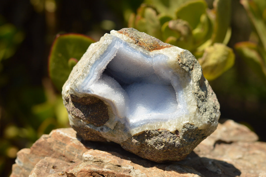 Natural Blue Lace Agate Geode Specimens x 3 From Nsanje, Malawi - TopRock