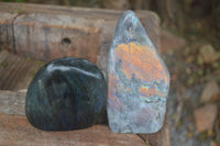 Polished Labradorite Standing Free Forms With Purple & Blue Flash  x 2 From Tulear, Madagascar - Toprock Gemstones and Minerals