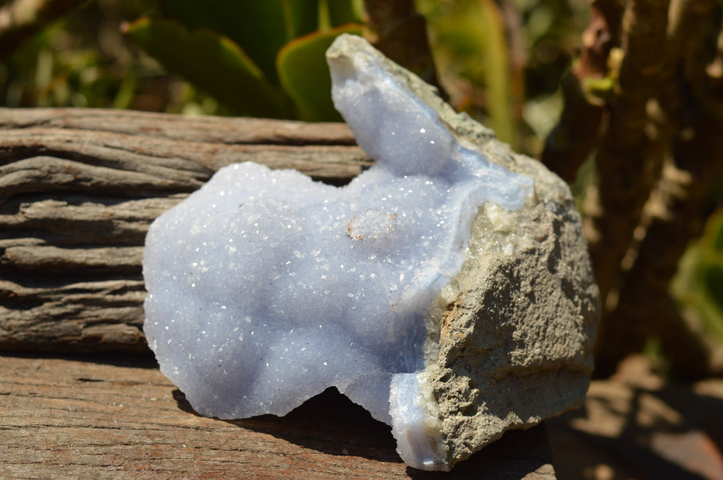 Natural Blue Lace Agate Geode Specimens x 3 From Nsanje, Malawi - TopRock