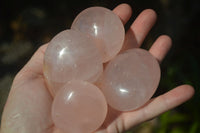 Polished Gemmy Pink Rose Quartz Palm Stones  x 12 From Madagascar - Toprock Gemstones and Minerals