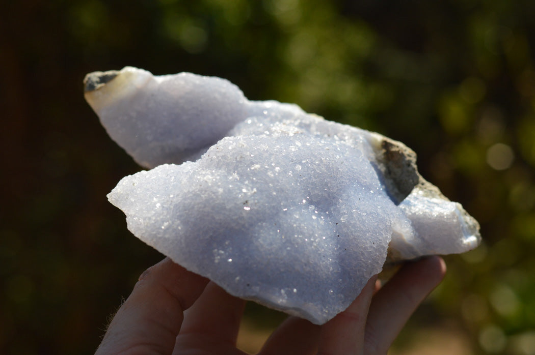 Natural Blue Lace Agate Geode Specimens x 3 From Nsanje, Malawi - TopRock