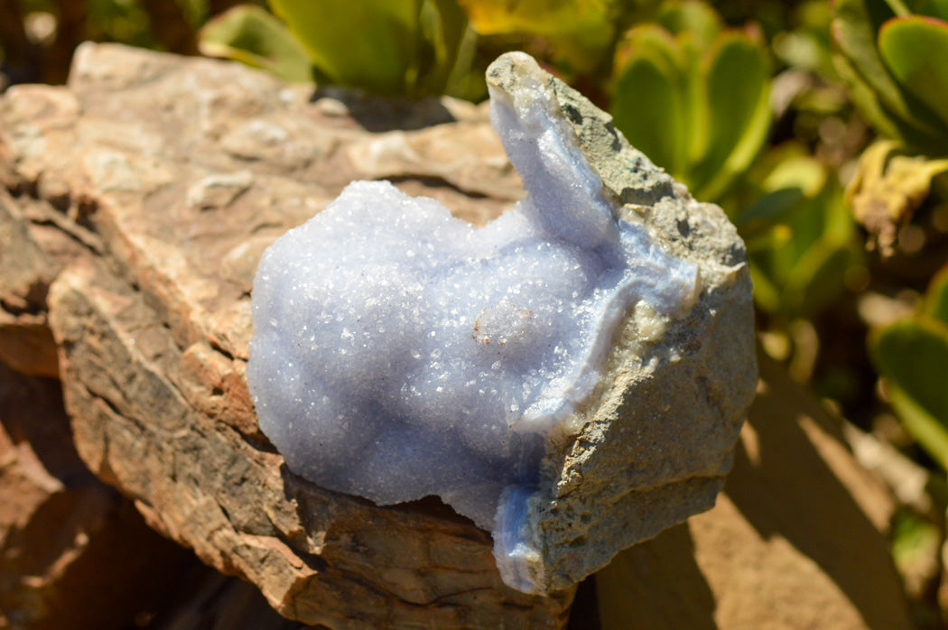 Natural Blue Lace Agate Geode Specimens x 3 From Nsanje, Malawi - TopRock