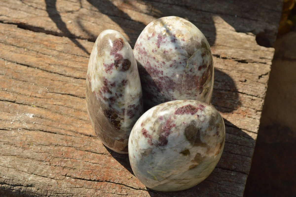 Polished Small Pink Tourmaline Rubellite Standing Free Forms x 3 From Madagascar - TopRock