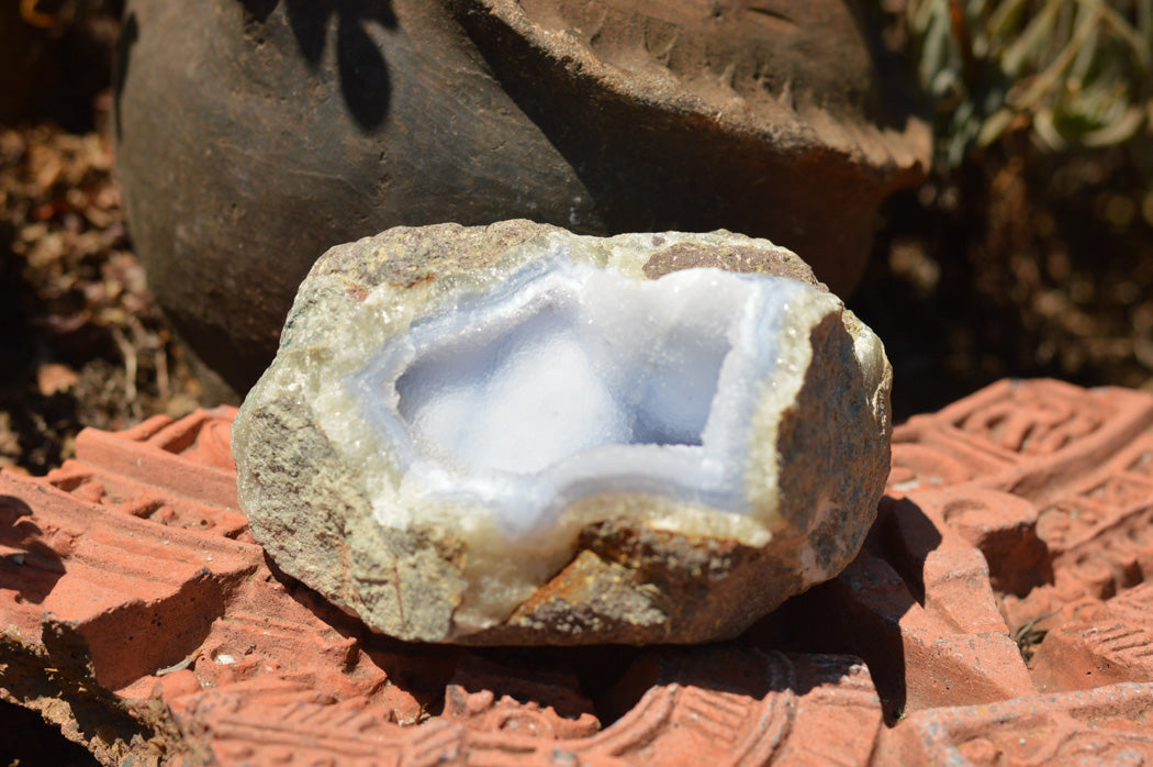 Natural Blue Lace Agate Geode Specimens x 3 From Nsanje, Malawi - TopRock