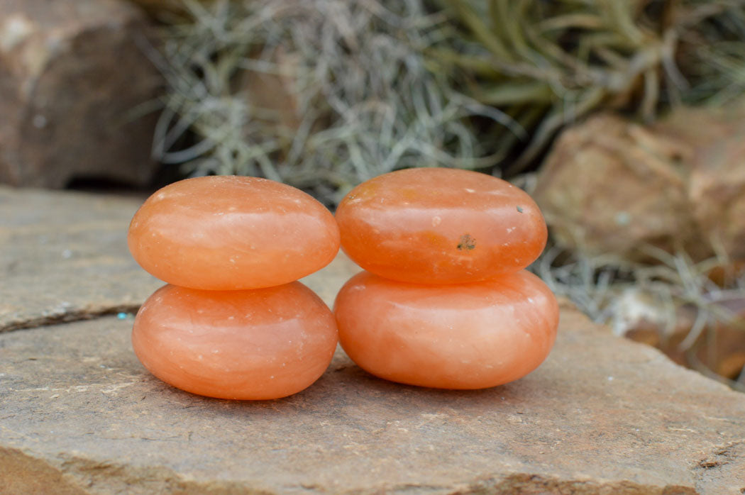 Polished Vibrant Orange Twist Calcite Palm Stones x 12 From Madagascar - TopRock