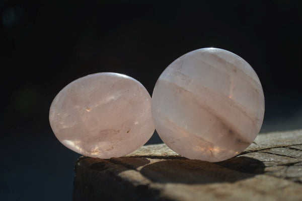 Polished Gemmy Pink Rose Quartz Palm Stones  x 12 From Madagascar