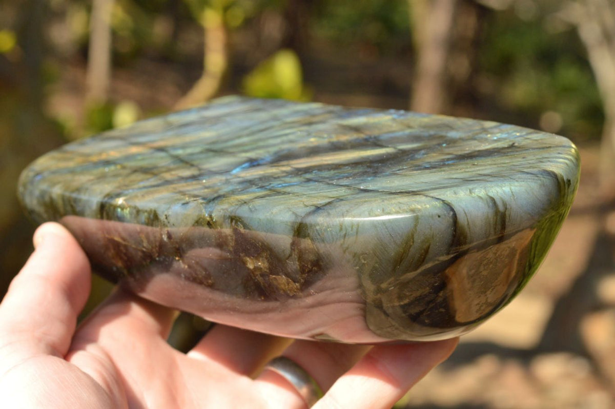 Polished Labradorite Standing Free Forms With Intense Blue & Gold Flash x 2 From Tulear, Madagascar - TopRock