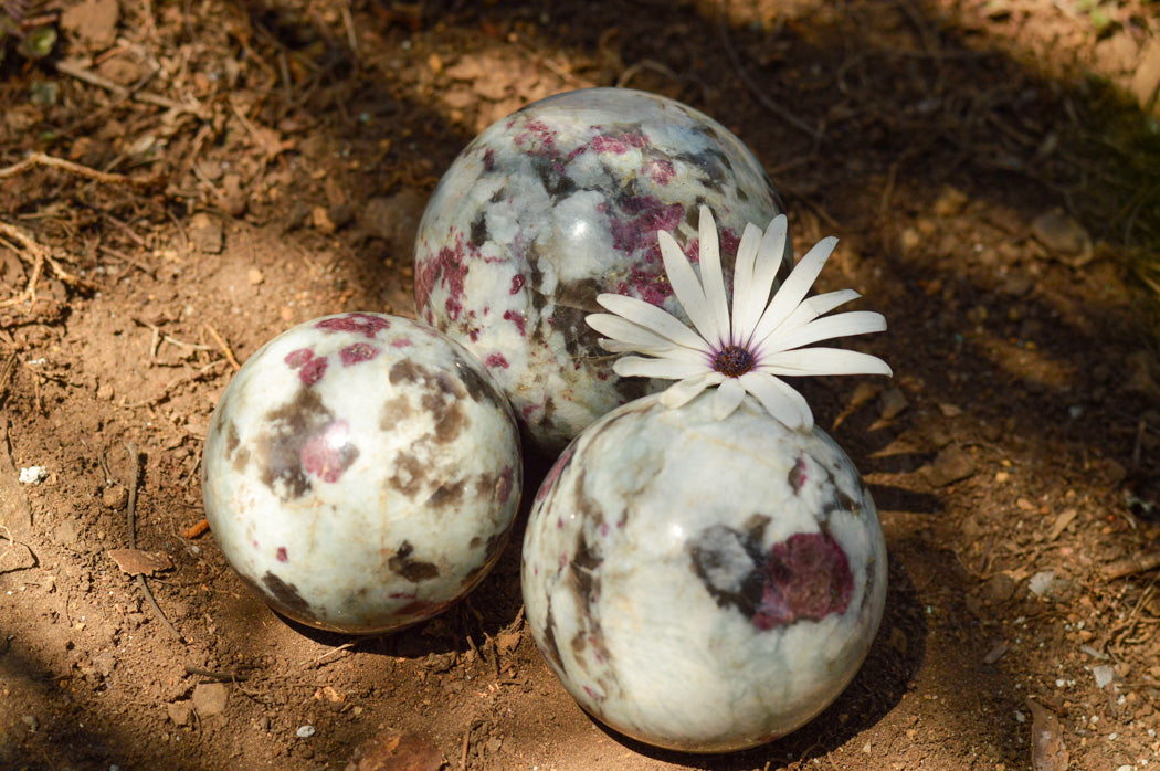 Polished Pink Tourmaline Rubellite Spheres x 3 From Madagascar - TopRock
