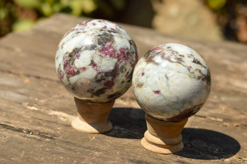 Polished Pink Tourmaline Rubellite Spheres x 3 From Madagascar - TopRock