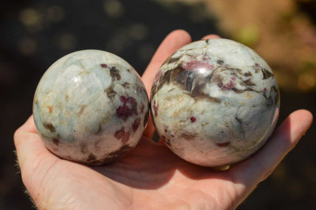 Polished Pink Tourmaline Rubellite Spheres x 3 From Madagascar - TopRock
