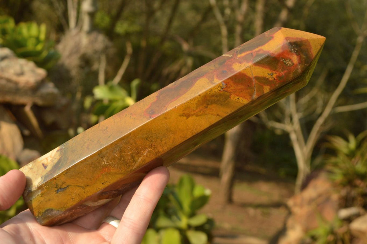 Polished Yellow - Brown Ocean Jasper Towers x 3 From Madagascar - TopRock